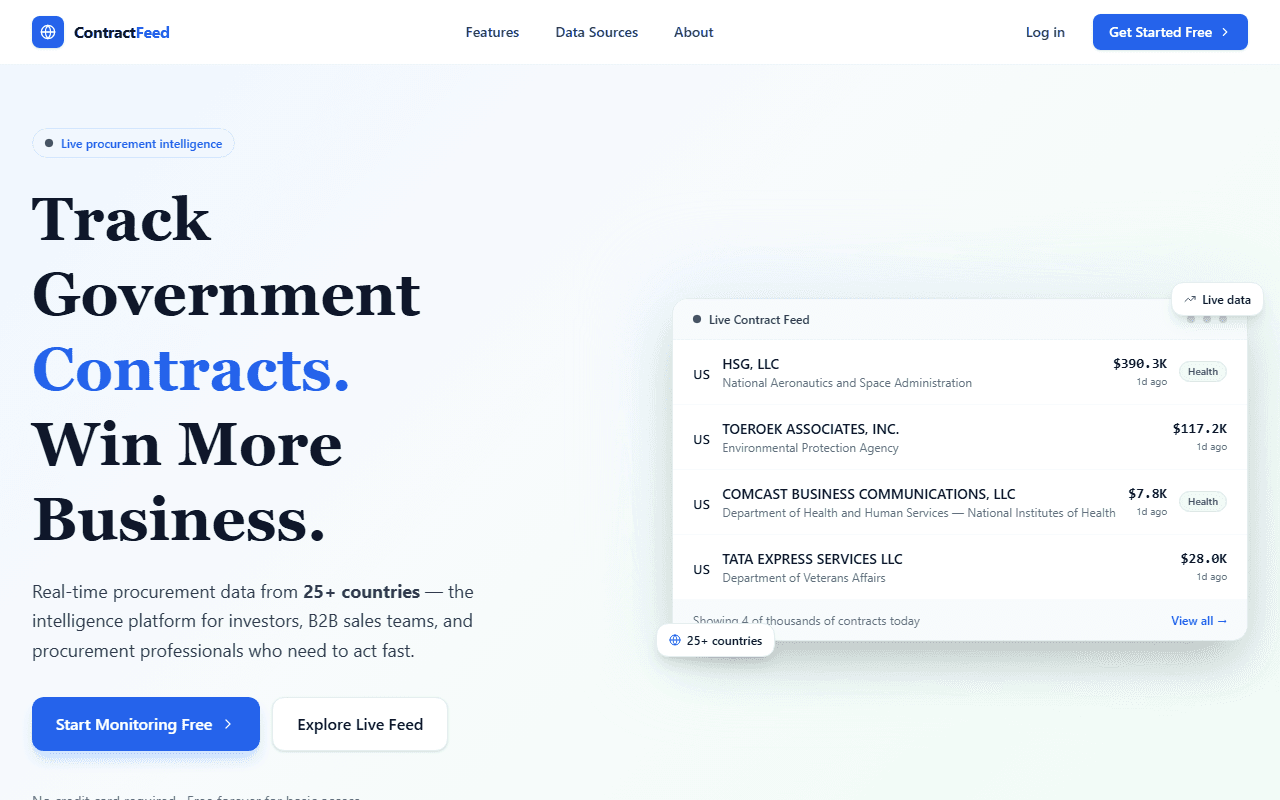 ContractFeed desktop preview